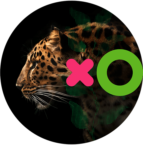 leopard med grafiske elementer