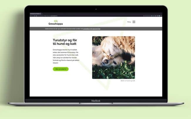 Webside mockup av nettside for gresshoppa