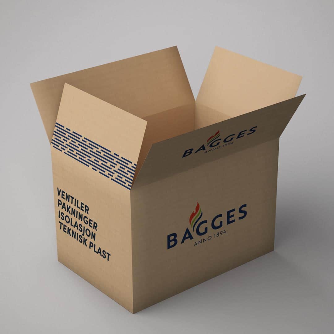 Bagges mockup eske med logo og elementer