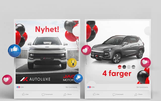 Mockup av en facebook kampanje for Autoluxe og elbilen YAC
